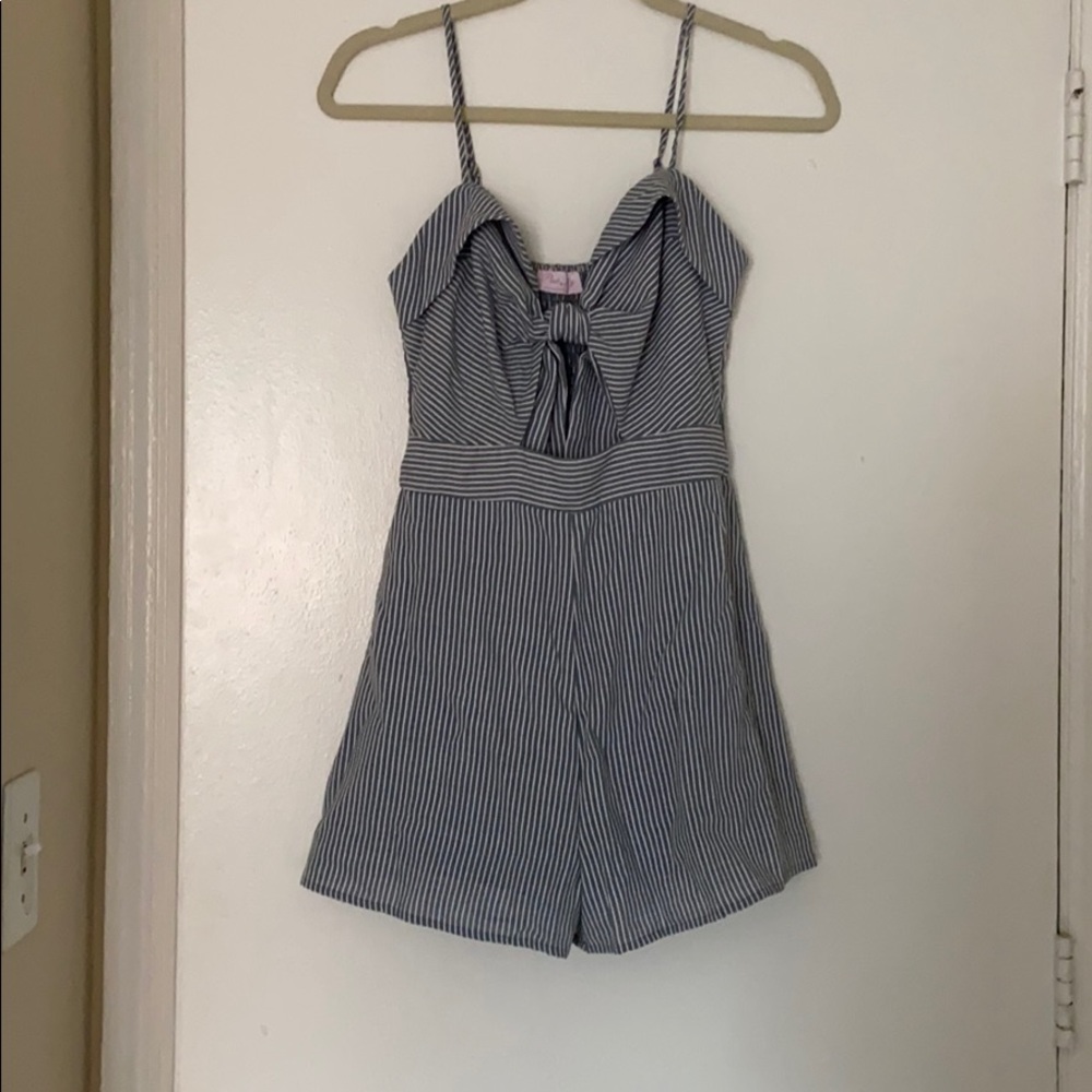 Blue and white romper